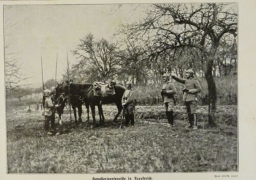 1917 - alter Druck - Kavalleriepatrouille in Frankreich